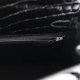 Hermès Kelly Sellier 25 Crocodile Niloticus Noir Brillant Finition Palladium