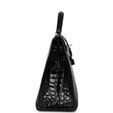 Hermès Kelly Sellier 32 Alligator Noir Brillant Accastillage Doré