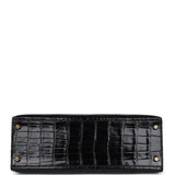 Hermès Kelly Sellier 32 Alligator Noir Brillant Accastillage Doré