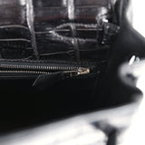 Hermes Kelly Retourne 32 SO Crocodile Niloticus Noir Mat Clous Dorés Noirs