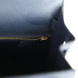Hermès Kelly Sellier 28 Bleu Indigo Epsom Métal Doré