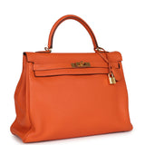 Hermes Kelly Retourne 35 Orange Togo Bijouterie Dorée