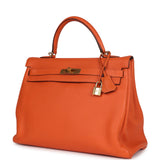 Hermes Kelly Retourne 35 Orange Togo Bijouterie Dorée