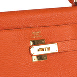 Hermes Kelly Retourne 35 Orange Togo Bijouterie Dorée