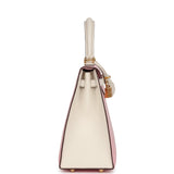 Hermes Kelly Sellier 25 Rose Sakura and Nata Chevre Gold Hardware