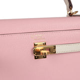 Hermes Kelly Sellier 25 Rose Sakura and Nata Chevre Gold Hardware