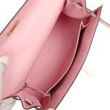 Hermes Kelly Sellier 25 Rose Sakura and Nata Chevre Gold Hardware