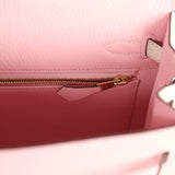 Hermes Kelly Sellier 25 Rose Sakura and Nata Chevre Gold Hardware