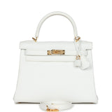 Hermès Kelly Retourne 28 Blanc Clemence Bijouterie Dorée