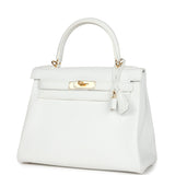 Hermès Kelly Retourne 28 Blanc Clemence Bijouterie Dorée