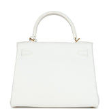 Hermès Kelly Retourne 28 Blanc Clemence Bijouterie Dorée