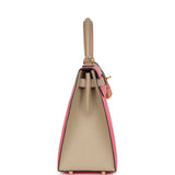Hermes Special Order (HSS) Kelly Sellier 28 Rose Azalee and Trench Epsom Epsom Brushed Gold Hardware