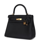 Hermès Kelly Retourné 28 Cuir Togo Noir Finitions Dorées