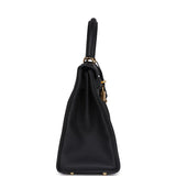 Hermès Kelly Retourné 28 Cuir Togo Noir Finitions Dorées
