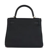 Hermès Kelly Retourné 28 Cuir Togo Noir Finitions Dorées