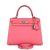 Hermès Kelly Sellier 25 Rose Azalée Epsom Bijouterie Palladium