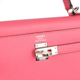 Hermès Kelly Sellier 25 Rose Azalée Epsom Bijouterie Palladium