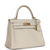 Hermès Kelly Retourné 28 Craie Togo Métal Doré