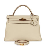 Hermès Kelly Retourné 32 Parchemin Togo Accastillage Doré