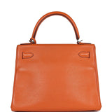 Hermes Kelly Retourne 28 Orange Togo Palladium Hardware