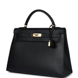 Hermès Kelly Sellier 32 Noir Ardennes Bijouterie Dorée