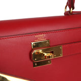 Hermes Kelly Sellier 28 Rouge Vif Box Gold Hardware