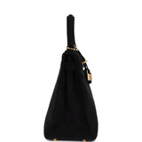 Hermès Kelly Sellier 28 Daim Noir Bijouterie Dorée