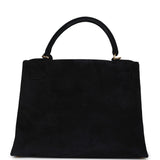 Hermès Kelly Sellier 28 Daim Noir Bijouterie Dorée