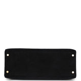 Hermès Kelly Sellier 28 Daim Noir Bijouterie Dorée