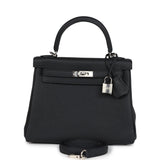 Hermes Kelly Retourne 25 Noir Togo Bijouterie Palladium