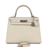 Hermès Kelly Sellier 28 Craie Epsom Métal palladié