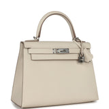 Hermès Kelly Sellier 28 Craie Epsom Métal palladié
