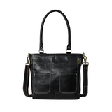 Noir Classic Dual Strap Leather Tote