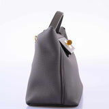 Hermes 24/24 29 Étain Cuir Swift et Togo Métal Doré