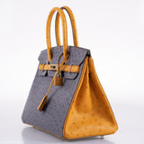 Hermès Birkin 30 HSS Gris Agate et Saphir Autruche Ornements Dorés - 2020, Y
