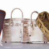 Hermès Birkin 30 Crocodile Niloticus Mat Himalaya avec Diamants et Accastillage en Or Blanc