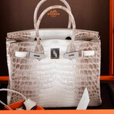 Hermès Birkin 30 Crocodile Niloticus Mat Himalaya avec Diamants et Accastillage en Or Blanc