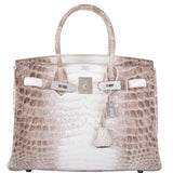 Hermès Birkin 30 Crocodile Niloticus Mat Himalaya avec Diamants et Accastillage en Or Blanc