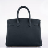 Hermès Birkin 30 Officier Vert Cyprès Togo & Doublure et Bande Bleu Zellige Finition Palladium - 2018, C