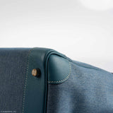 Sac Hermes Birkin 32 HAC en denim et cuir Gulliver Blue Jean, finitions palladium