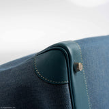 Sac Hermes Birkin 32 HAC en denim et cuir Gulliver Blue Jean, finitions palladium