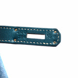 Sac Hermes Birkin 32 HAC en denim et cuir Gulliver Blue Jean, finitions palladium