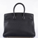 Hermes Birkin 35 Black Togo leather Palladium Hardware - 2010, N Square