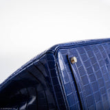 Hermes Birkin 35 Blue Electric Porosus Crocodile Palladium Hardware - 2012, P Square
