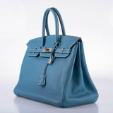 Hermès Birkin 35 Blue Jean Togo avec finitions Palladium - 2008, K Carré