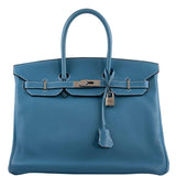 Hermès Birkin 35 Blue Jean Togo avec finitions Palladium - 2008, K Carré