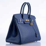 Hermes Birkin 35 Blue Saphire Epsom with Gold Hardware - 2016, X
