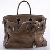 Hermes Birkin 35 Crinoline & Etoupe Clemence with Palladium Hardware - 2005, I Square