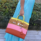 Hermès Birkin 35 Sellier "Sunrise" Rainbow Epsom Palladium Hardware - 2020, Y
