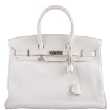 Hermes Birkin 35 White Clemence leather Palladium Hardware - N Square